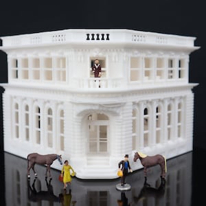 Gold Rush Bay HO-Scale “APG Bank” Classical Beaux-Arts Built White 1:87 Includes Interiors