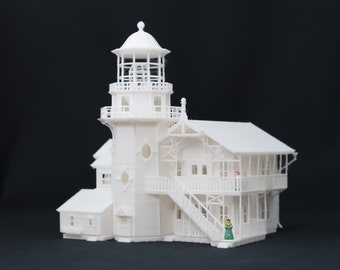 Maqueta de tren en miniatura a escala N del faro victoriano nº 9 con interiores, montada (iluminación no incluida).