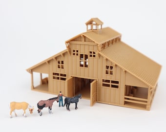 Small Miniature Old West Livery Stables N-Scale 1:150 Wood Color Assembled w/ Interiors by Gold Rush Bay