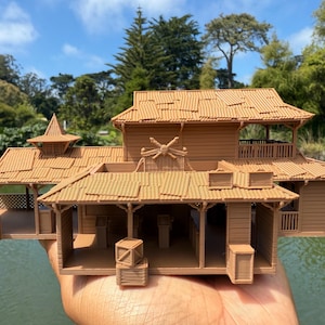 Small Miniature N-Scale Brown World Jungle Navigation Theme Park Attraction Cruise building 1/160