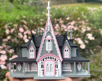 Miniatur #41 COLOR N-Scale Rotwood Cottage Haus Viktorianische Mansion Nevermore Modell Puppenhaus Zusammengebaut