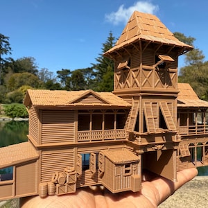 Small Miniature N-Scale Brown Jungle Navigation Theme Park Attraction Cruise building 1/160