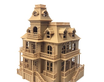 Miniature Victorian Collection #4 - Brown Haunted Mansion Halloween House 1/87 HO Scale (Hinge)