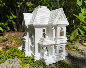 Cuteefun Miniature Casa delle Bambole, Kit da Casa di Bambole in Legno con LED, Artigianato fai da te Unico, Ideale per Natale, Halloween e Compleanni (Castello Magico