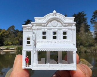 Miniature N-Scale Victorian Main Street Candy Palace Store w/Interiors Assembled White 1:160 by Gold Rush Bay