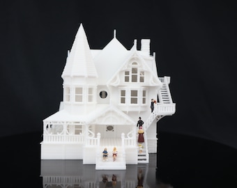 SMALL N-Scale Miniature “The Pink Palace” Victorian House (1:150 Scale) ASSEMBLED