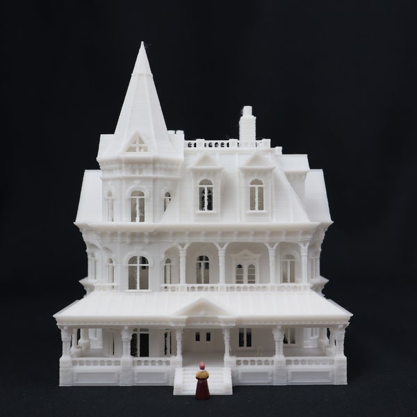 SMALL N-Scale Miniature Gothic Victorian #12 Madam Sally House (1:150 Scale) White ASSEMBLED