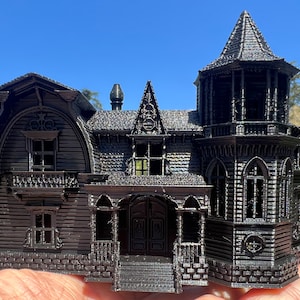 Miniature #38 Black N-Scale Munster House Victorian Mansion Built Assembled
