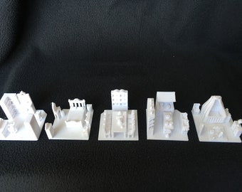 Paintable Miniature House Interior Set (5 White Rooms) - Fits Gold Rush Bay HO Scale Victorian models (1:87 scale)