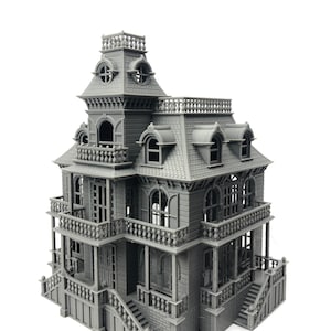 GRANDE O-Scale Colección Victoriana en Miniatura #4 - Mansión Encantada Gris Oscuro Casa de Halloween 1:48 O-Scale (Shell)