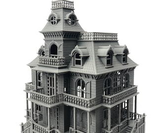 LARGE O-Scale Miniature Victorian Collection #4 - Dark Gray Haunted Mansion Halloween House 1:48 O-Scale (Shell)