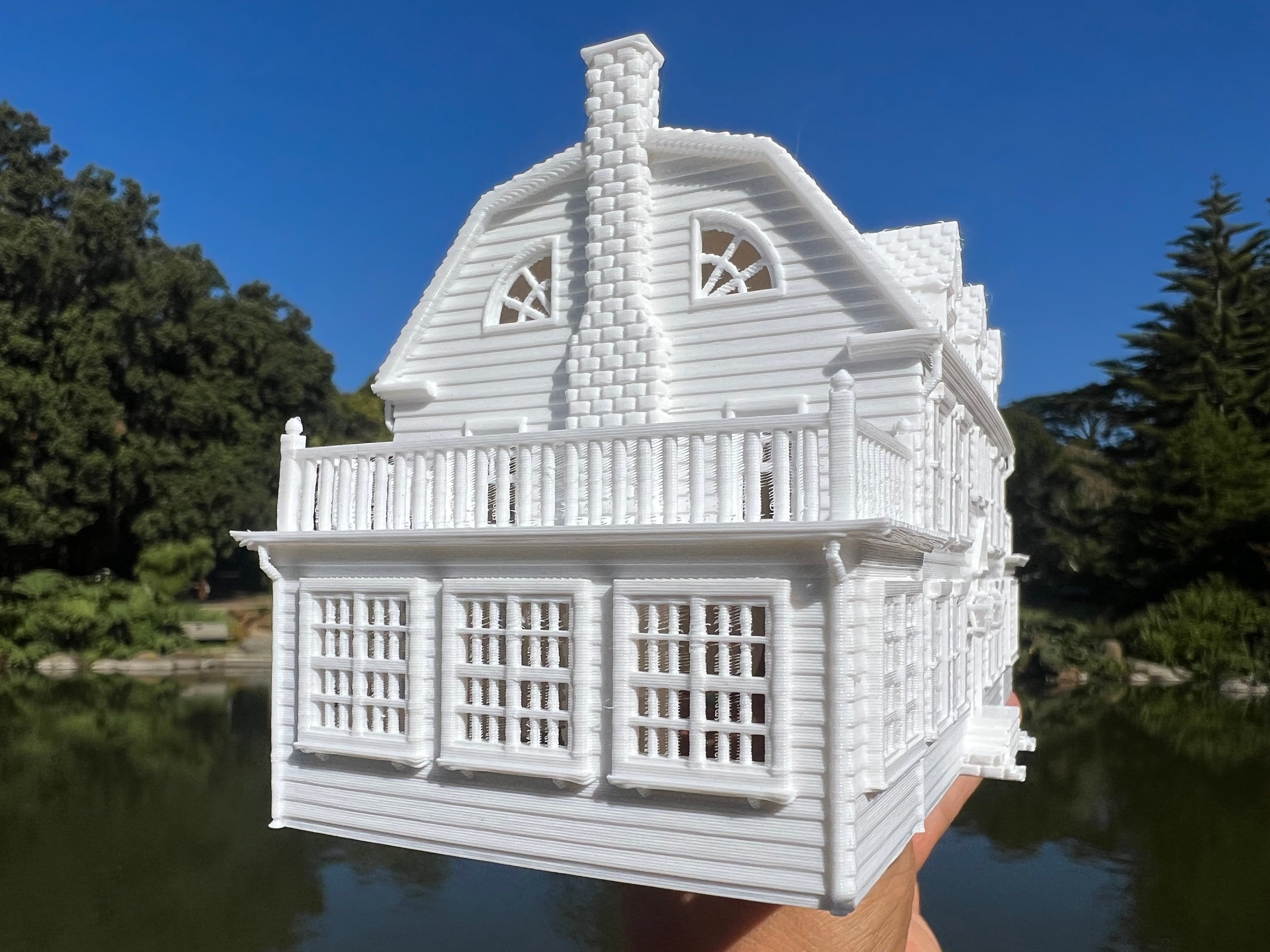 Small Miniature N-scale Amityville Horror House White Supernatural