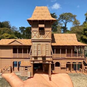 Miniature HO-Scale Brown World Jungle Navigation Theme Park Attraction Cruise building 1/87