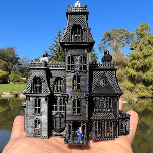 Miniature #37 Black N-Scale Addams Family House Victorian Mansion Nevermore Built Assembled