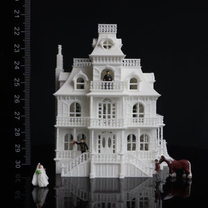 Small White Miniature N-Scale Victorian #4 Mansion Assembled Haunted House by Gold Rush Bay
