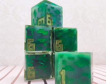 Minecraft | Emerald Ore | Block | Dice Set | D6 | Minecraft Style