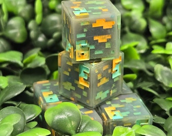 Minecraft | Copper Ore | Block | Dice Set | D6 | Minecraft Style