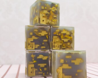 Minecraft | Gold Ore | Block | Dice Set | D6 | Minecraft Style