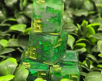 Minecraft | Emerald Ore | Block | Dice Set | D6 | Minecraft Style