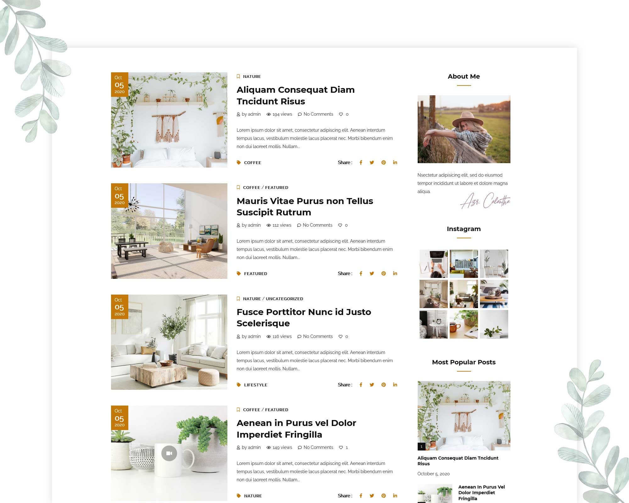 Calantha Wordpress Theme , Premade Templates, Responsive Blog Templates ...