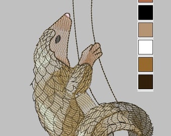 Pangolin Embroidery PDF Pattern Digital Download Endangered animals Pangolins
