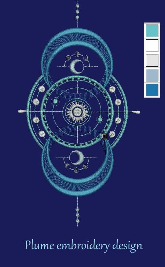 Moon design 2 sizes file embroidery machine / Moon design 2 Etsy