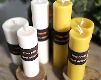 100% Natural Beeswax Pillar Candle – USA Handmade, Unscented, Long-Lasting