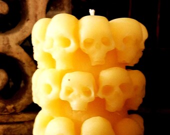 FUNK FREE SkuLL Pillar 100% Beeswax Candle 3D Skull of Skulls Unique Fantasy Gift