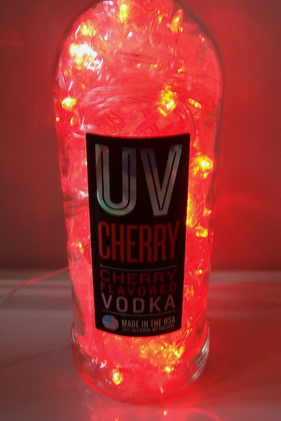 UV Cherry Vodka 1L Liquor Bottle Accent Light w/100 Red Motion Etsy