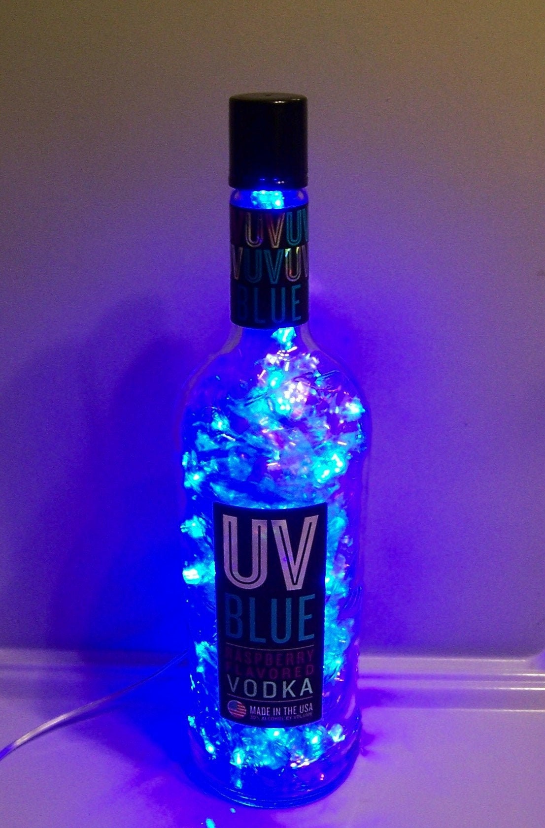 UV Blue Raspberry Vodka 1L Bottle Accent Light W/100 Blue