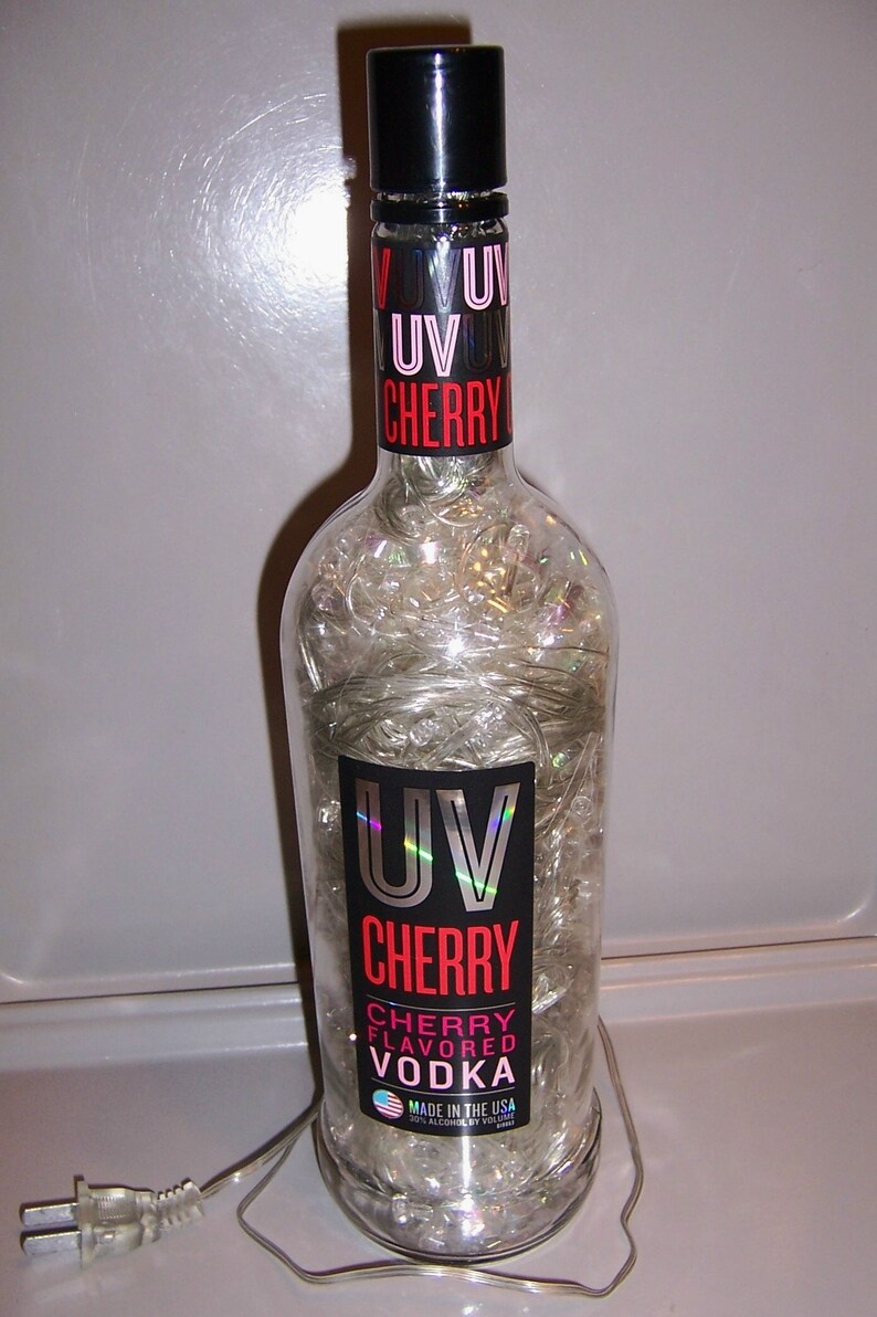 UV Cherry Vodka 1L Liquor Bottle Accent Light w/100 Red Motion Etsy