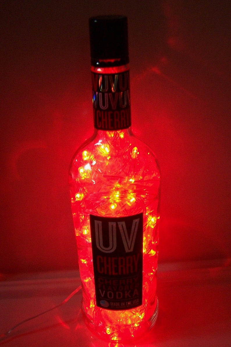 UV Cherry Vodka 1L Liquor Bottle Accent Light w/100 Red Motion Etsy