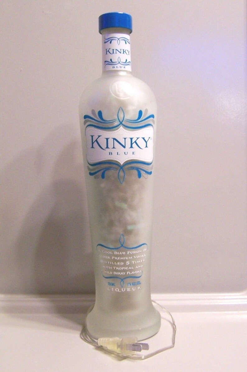 KINKY Blue Liqueur 750ml Upcycled Bottle Accent Light W/100 Etsy