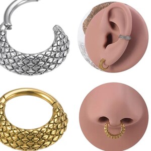 Piercing Klicksegmentring Septum Läpp Näsa Silver Guld Kirurgiskt Stål Boho Punk Daith Tragus Lob Näsborre Helix