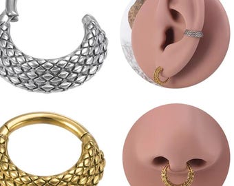 Piercing Clicker Segment Ring Septum Lip Nose Silver Gold Surgical Steel Boho Punk Daith Tragus Lobe Nostril Helix