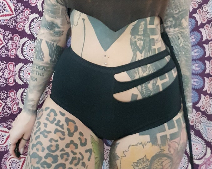 S-3XL cutout cut out cutouts fetish gogo festival underwear briefs hipster panty slip hotpants underwear cotton black goa psy sacred