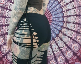 XS-4XL black short shorts hot pants cotton black cutouts cutout goa pixie forest psy boho burning gothic weave lacing slit festival