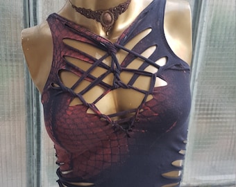 XS-4XL black croptop cutout cut out ombre batik top tanktop yoga goa psy ethno boho graphic fire save pattern batik psi festival pole dance