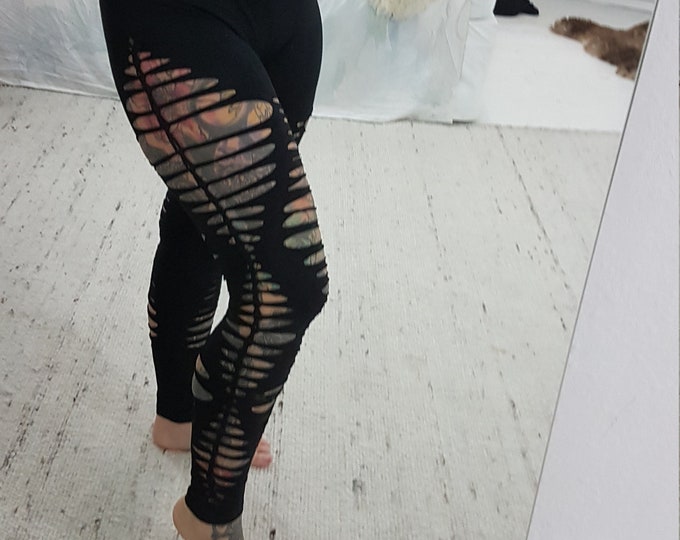 XXS-4XL leggings black olive blue white cutouts cut out goa pixie hooping psy burning cosplay yoga rave trance festival gogo slit weave