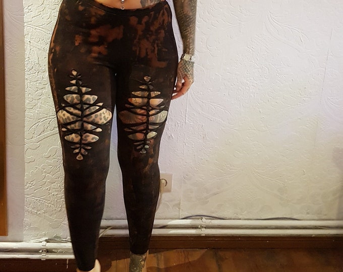 XS-4XL leggings black brown graphic cutouts cut out goa pixie pilates psy slit burning weave yoga lacing sayagata swastika pattern