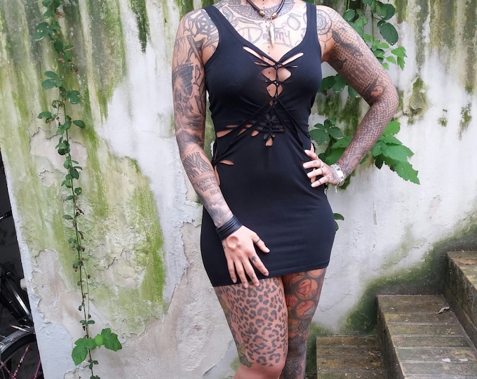 Leaving the shop short dress mini dress longtop cutouts cut out goa pixie braided psy burning cosplay weave peepshow festival slit