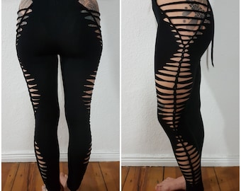 XXS-6XL leggings black cutouts cut out goa pixie hooping psy burning cosplay yoga geometric rave trance party festival gogo slit weave