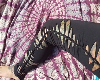 XS-4XL leggings rusty copper black orange flower of life brown goa pixie ombre psy burning cosplay yoga pattern batik sacred rave