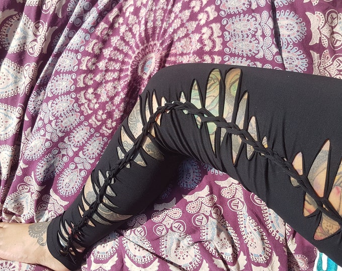XS-4XL leggings rusty copper black orange flower of life brown goa pixie ombre psy burning cosplay yoga pattern batik sacred rave