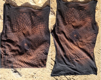 XS-4XL rusty copper croptop ombre batik top tanktop yoga goa psy ethno boho graphic fire save pattern batik psi festival pole dance