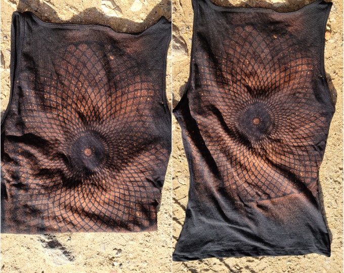 XS-4XL rusty copper croptop ombre batik top tanktop yoga goa psy ethno boho graphic fire save pattern batik psi festival pole dance