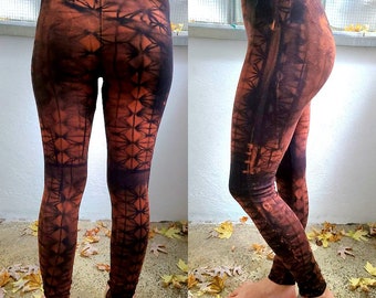 XS-6XL Mandala Flower of Life leggings black orange brown goa pixie ombre labyrinth graphic psy burning yoga pattern batik graphic sacred