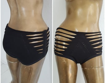 S-XXXL cutout cut out cutouts fetish gogo festival underwear briefs hipster panty slip hotpants underwear cotton black goa psy sacred