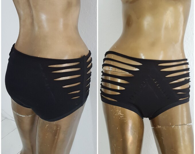 S-XXXL cutout cut out cutouts fetish gogo festival underwear briefs hipster panty slip hotpants underwear cotton black goa psy sacred