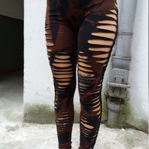 Fishnet Leggings With Medium-sized Holes and Side Stripe Pattern